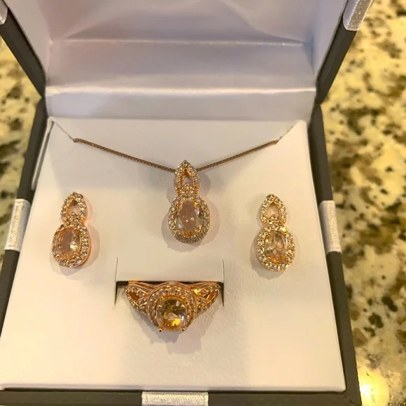 Womens 3-pc. Simulated Morganite 14K Rose Gold Over Silver Jewelry Set - Picture 4 of 5